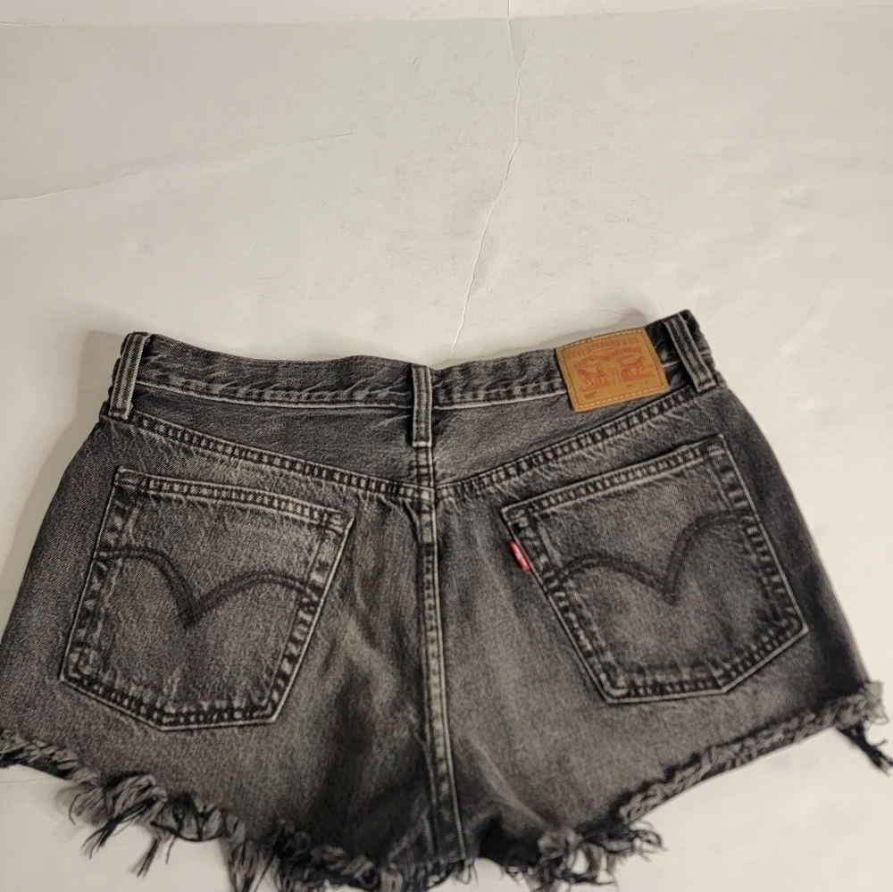 Levi's 501 Denim Shorts Sz 31 Exposed Button Fly Cut-off 100% Cotton Charcoal